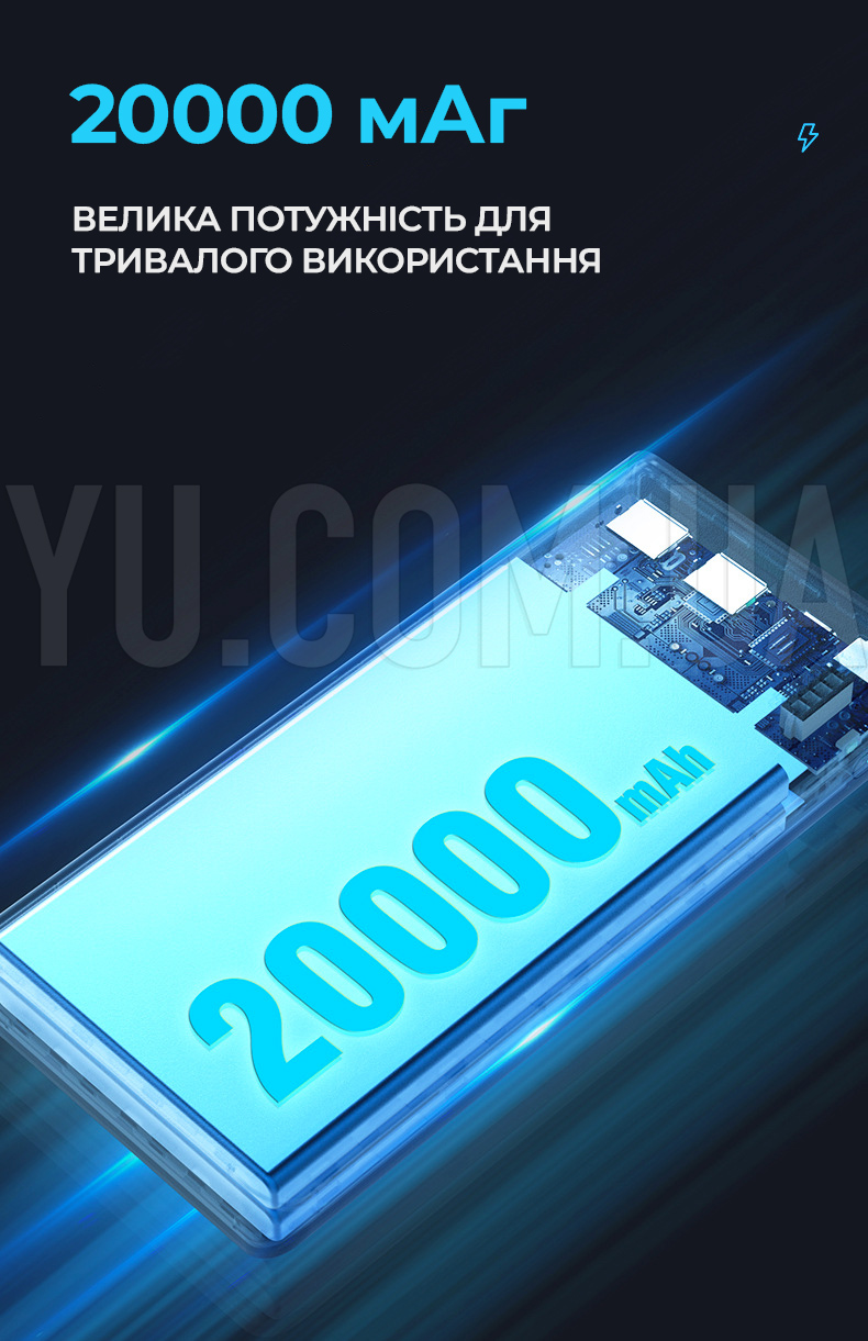 Зовнішній акумулятор (power bank) 20000мАг Romass 22.5W з підтримкою швидкої зарядки та індикатором батареї Зовнішній акумулятор (power bank) 20000мАг Romass 22.5W з підтримкою швидкої зарядки та індикатором батареї